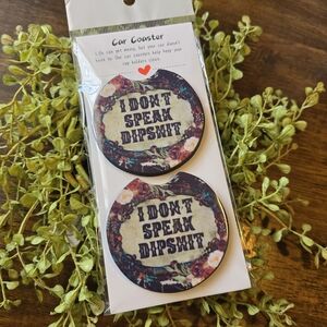 Yellowstone/Beth Floral Car Coasters with Humorous Text